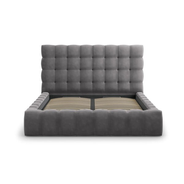 Sivá čalúnená dvojlôžková posteľ s úložným priestorom s roštom 180x200 cm Bali – Cosmopolitan Design-image-3
