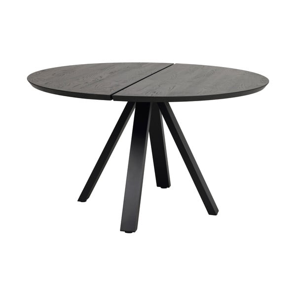 Čierny okrúhly jedálenský stôl s doskou z dubového dreva ø 130 cm Carradale – Rowico