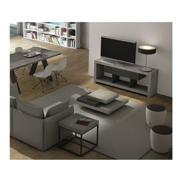 Konferenčný stolík v betónovom dekore s čiernymi detailmi TemaHome Slate-image-2