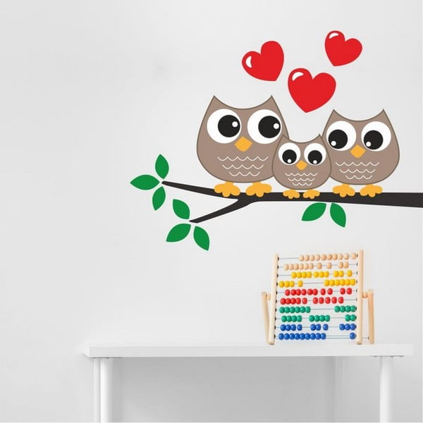 Dekoratívna nálepka na stenu Owl Family