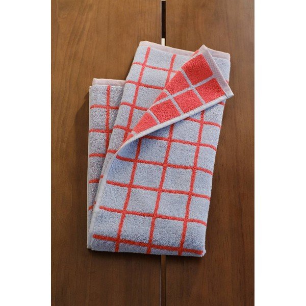 Červený/svetlomodrý bavlnený uterák 50x70 cm Grid – Jotex-image-1