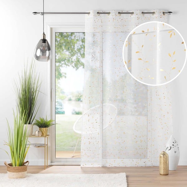 Biela/v zlatej farbe voálová záclona 140x240 cm Floressia – douceur d'intérieur-image-4