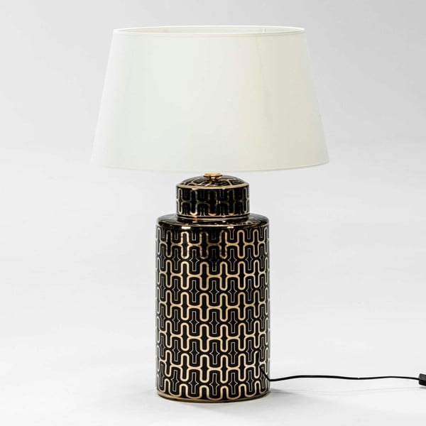Čierno-zlatá stolná lampa z keramiky bez tienidla Thai Natura Silvia