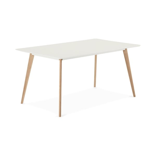 Biely jedálenský stôl s prírodnými nohami Furnhouse Life, 160 x 90 cm