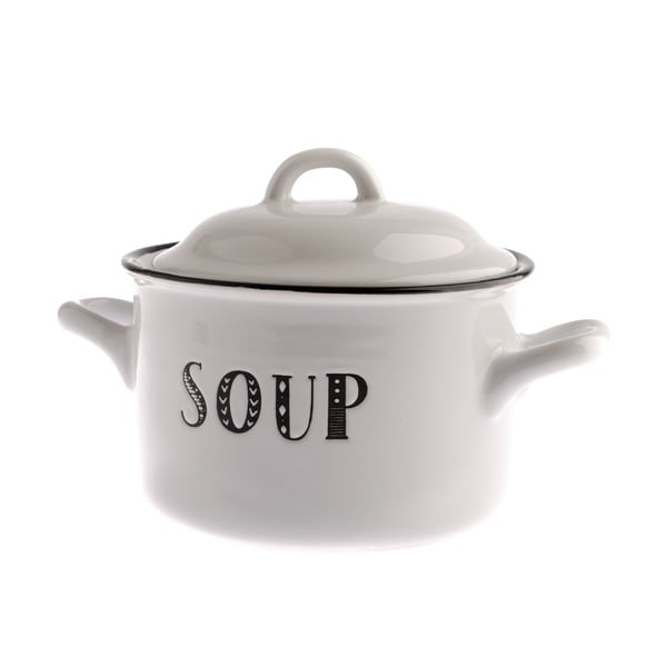 Biely keramický hrniec s pokrievkou 700 ml Soup – Dakls