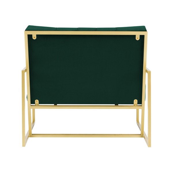 Zelené kreslo s konštrukciou v zlatej farbe Mazzini Sofas Bono-image-4