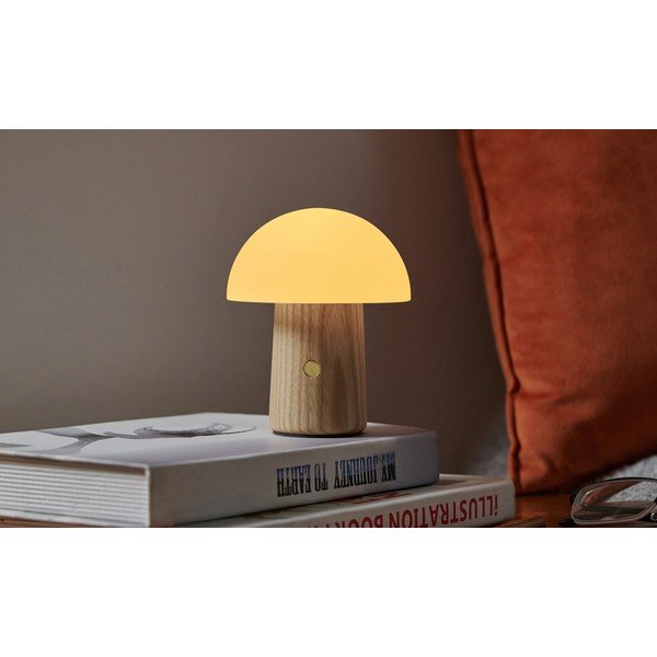 Stmievateľná stolová lampa v prírodnej farbe so skleneným tienidlom (výška 13 cm) Alice – Gingko-image-1