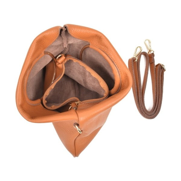 Koňakovohnedá kožená kabelka Luisa Vannini Pergon Cross-image-2