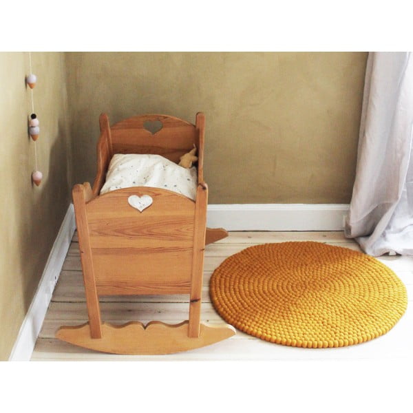 Horčicovožltý guľôčkový vlnený koberec Wooldot Ball rugs, ⌀ 90 cm-image-2