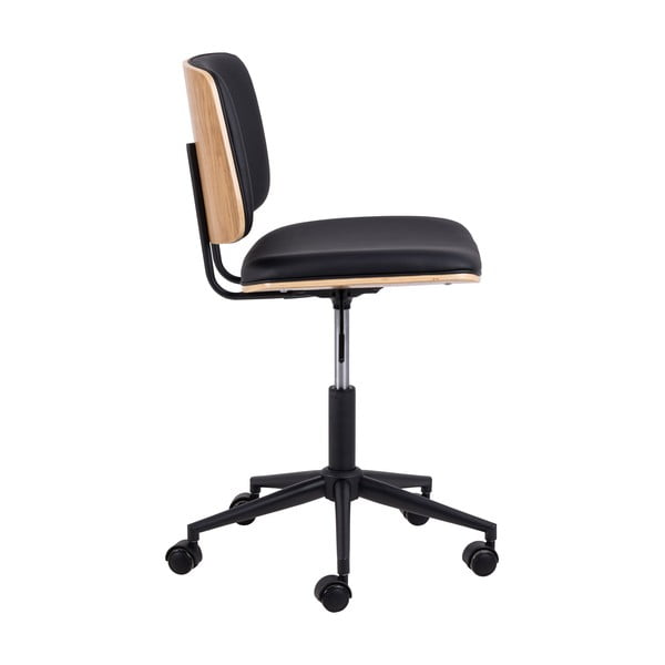 Čierna kancelárska stolička z imitácie kože Owen – Actona-image-3