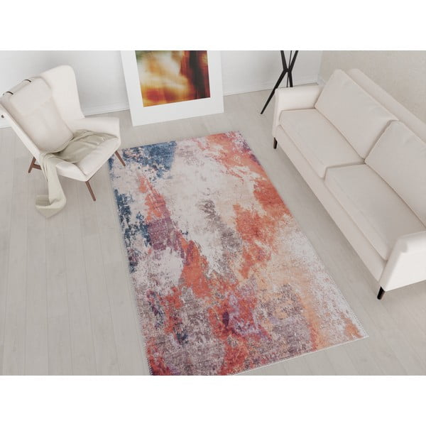 Červeno-modrý prateľný koberec 80x50 cm - Vitaus-image-1