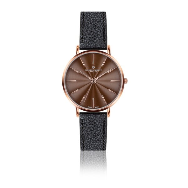 Dámske hodinky s čiernym remienkom z pravej kože Frederic Graff Rose Monte Rosa Lychee Black Leather
