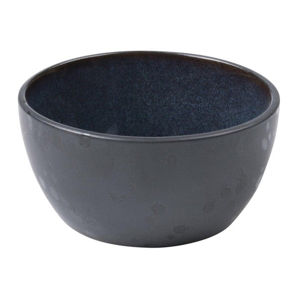 Čierna kameninová miska s vnútornou glazúrou v tmavomodrej farbe Bitz Mensa, priemer 10 cm