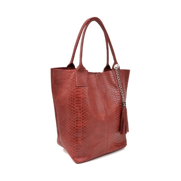 Červená kožená kabelka shopper Renata Corsi Lola-image-2