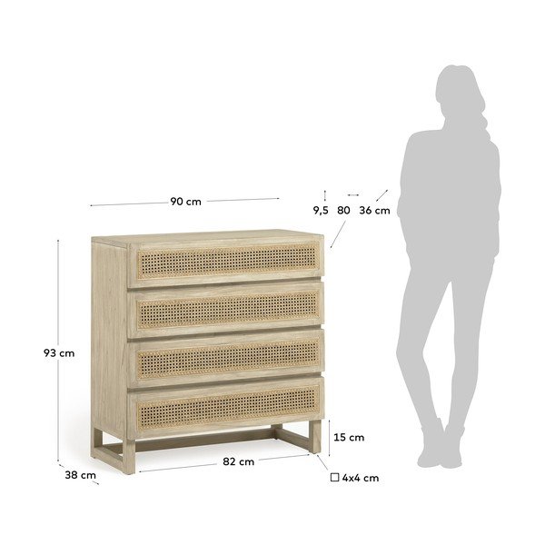 Komoda so 4 zásuvkami z dreva Mindi Kave Home Rexit-image-2