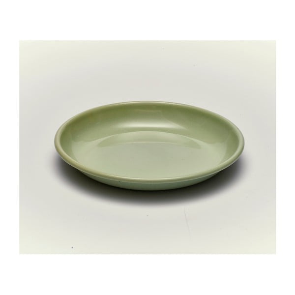 Zelený smaltovaný tanier Kapka Back To Basics, Ø 19 cm