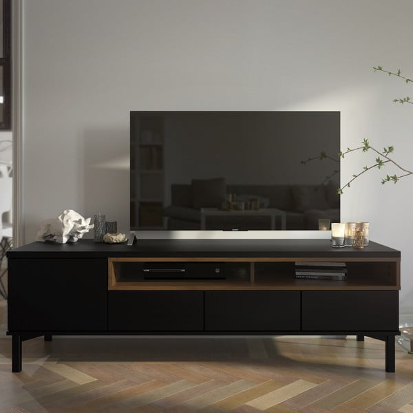 Čierny TV stolík 156x48x48 cm Roomers – Tvilum-image-2