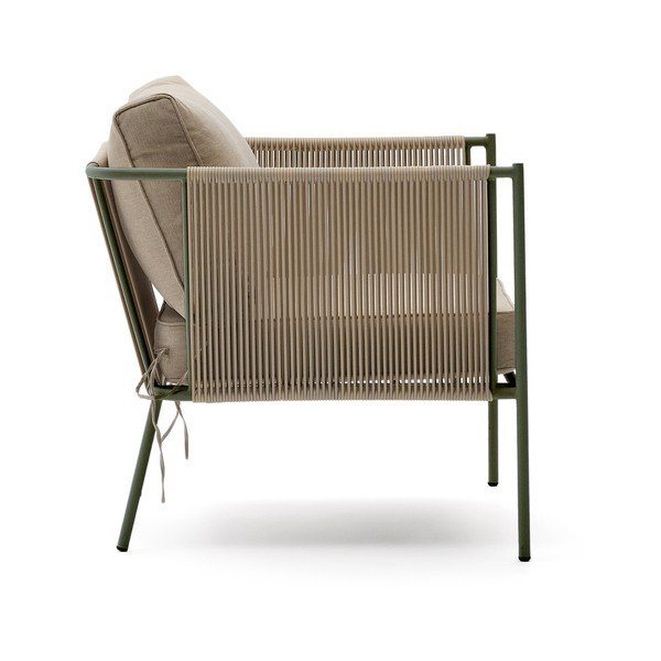 Zelené/béžové kovové záhradné kreslo Zivia – Kave Home-image-3