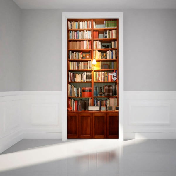 Adhezívna samolepka na dvere Ambiance Bookshelf, 83 x 204 cm