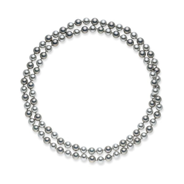 Striebornosivý perlový náhrdelník Pearls Of London Mystic, dĺžka 90 cm