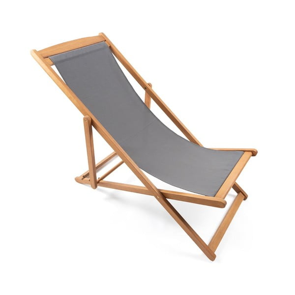 Sivé skladacie záhradné ležadlo z akáciového dreva Bonami Essentials Deck-image-3