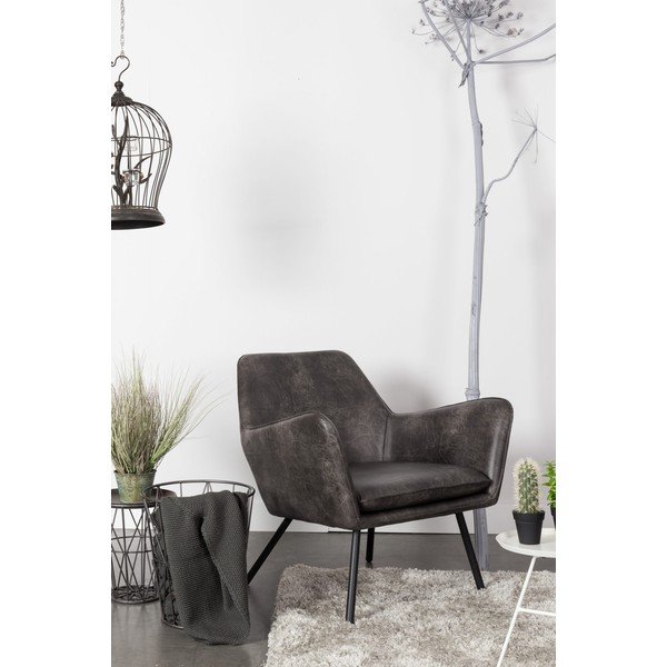 Sivé kreslo White Label Bon-image-1
