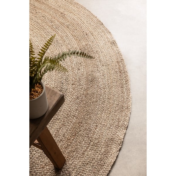 Sivobéžový obojstranný jutový okrúhly koberec ø 140 cm Braided – Hanse Home-image-4