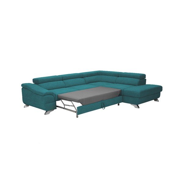 Tyrkysová rozkladacia rohová pohovka Windsor & Co Sofas Gamma, pravý roh-image-2