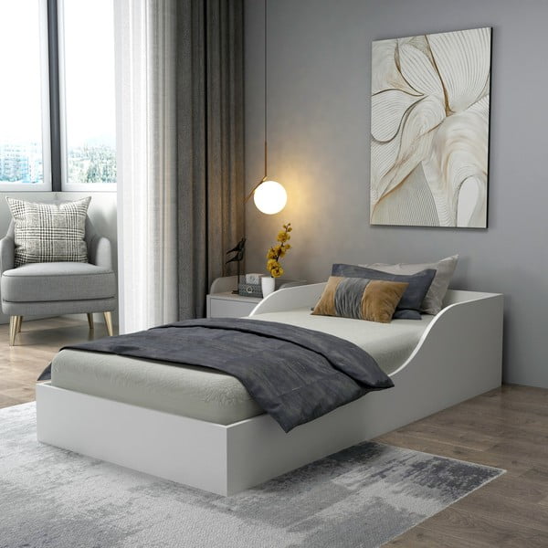 Biela jednolôžková posteľ 90x190 cm Oya – Kalune Design-image-2
