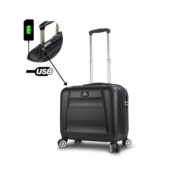 Čierny cestovný kufor na kolieskach s USB portom My Valice COLORS LASSO Cabin Suitcase-image-1