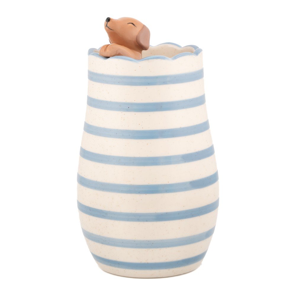 E-shop Biela váza z dolomitu (výška 18,5 cm) Peeking Sausage Dog – Sass & Belle