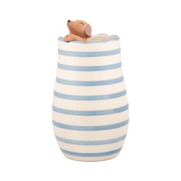 Biela váza z dolomitu (výška  18,5 cm) Peeking Sausage Dog – Sass & Belle