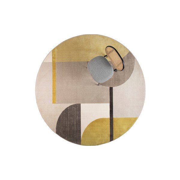 Žlto-sivý koberec Zuiver Hilton, ø 240 cm-image-3