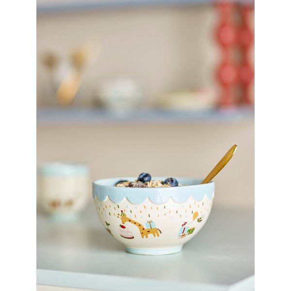 Svetlomodrá/krémovobiela kameninová detská miska ø 13,5 cm Celebrate – Bloomingville Mini-image-1