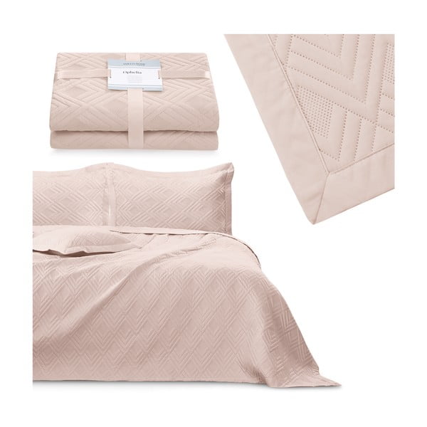 Svetloružový prešívaný pléd z mikrovlákna 170x210 cm Ophelia – Restilo-image-4