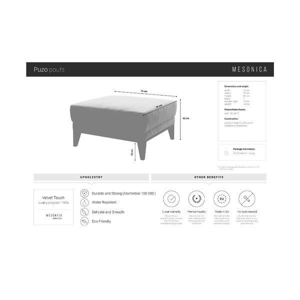 Modrá zamatová podnožka MESONICA Musso-image-3