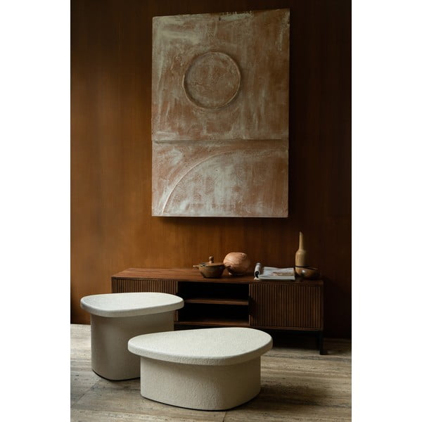 Béžový konferenčný stolík v dekore mramoru 49x74 cm Veda – Dutchbone-image-1