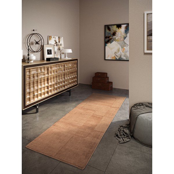 Hnedý ručne tkaný vlnený behúň 80x250 cm Charlotte – Villeroy&Boch-image-1