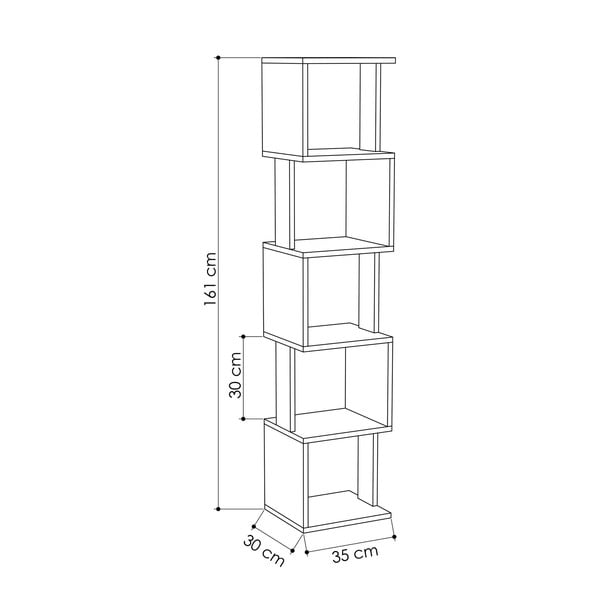 Biela/prírodná knižnica v dekore duba 35x161 cm Piri – Kalune Design-image-2