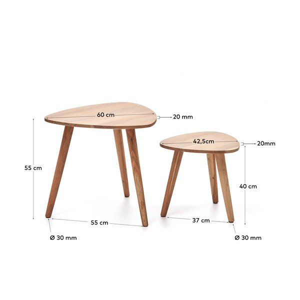Odkladacie stolíky z masívu akácie v súprave 2 ks Eluana – Kave Home-image-4