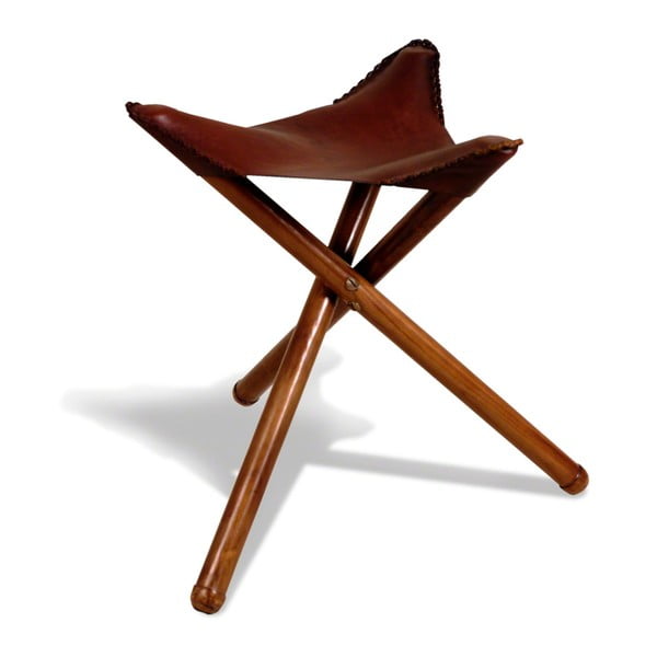Kožená stolička z teakového dreva Bluebone Livingstone