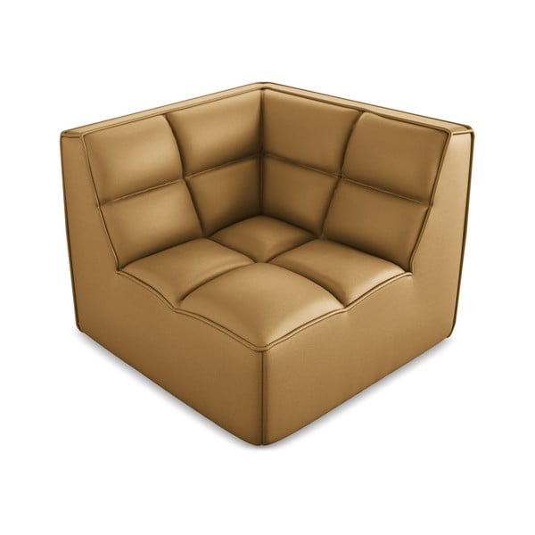 Koňakovohnedý modul pohovky z imitácie kože Kalai – Makamii-image-1