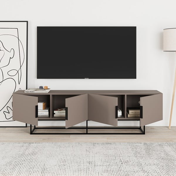 Sivo-béžový TV stolík 200x55 cm Titan – Marckeric-image-4
