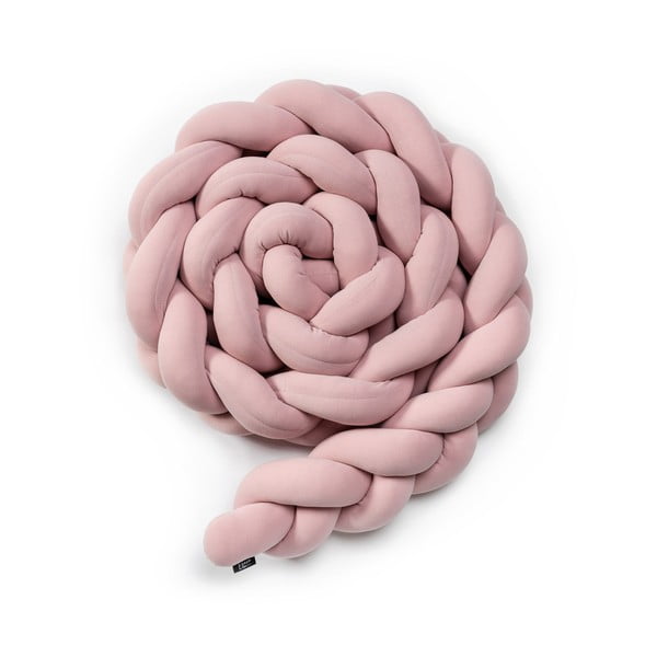 Ružový bavlnený pletený mantinel do postieľky ESECO, dĺžka 360 cm