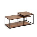 Hnedé konferenčné stolíky s doskou v dekore orechového dreva v súprave 2 ks 50x100 cm Yoana – Kave Home