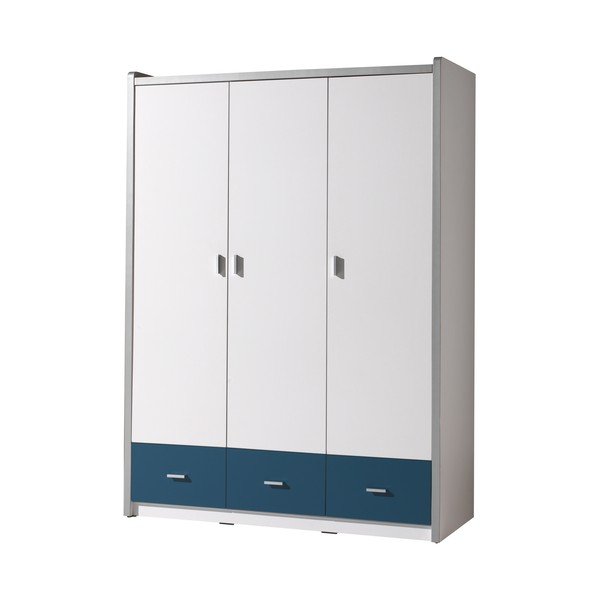 Bielo-modrá šatníková skriňa Vipack Bonny, 202 × 60 × 140,5 cm