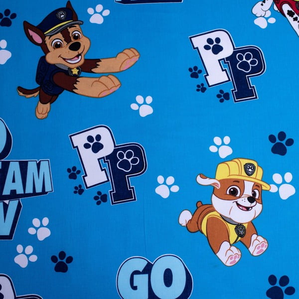 Modrá napínacia bavlnená detská plachta 90x200 cm Paw Patrol – Jerry Fabrics-image-1