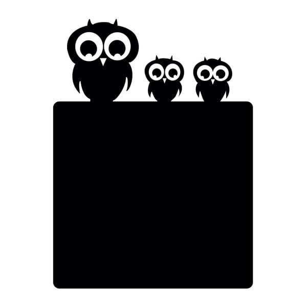 Čierna nástenná popisovacia samolepka Chalk Owl Family