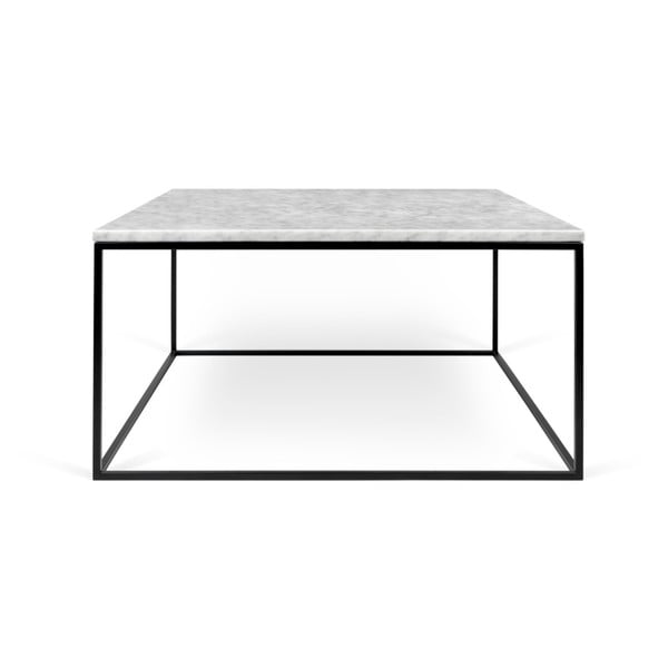 Biely mramorový konferenčný stolík s čiernymi nohami TemaHome Gleam, 75 cm