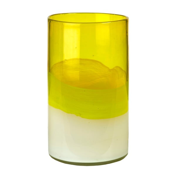 Žltá dekoratívna váza Pols Potten Layers, výška 24 cm
